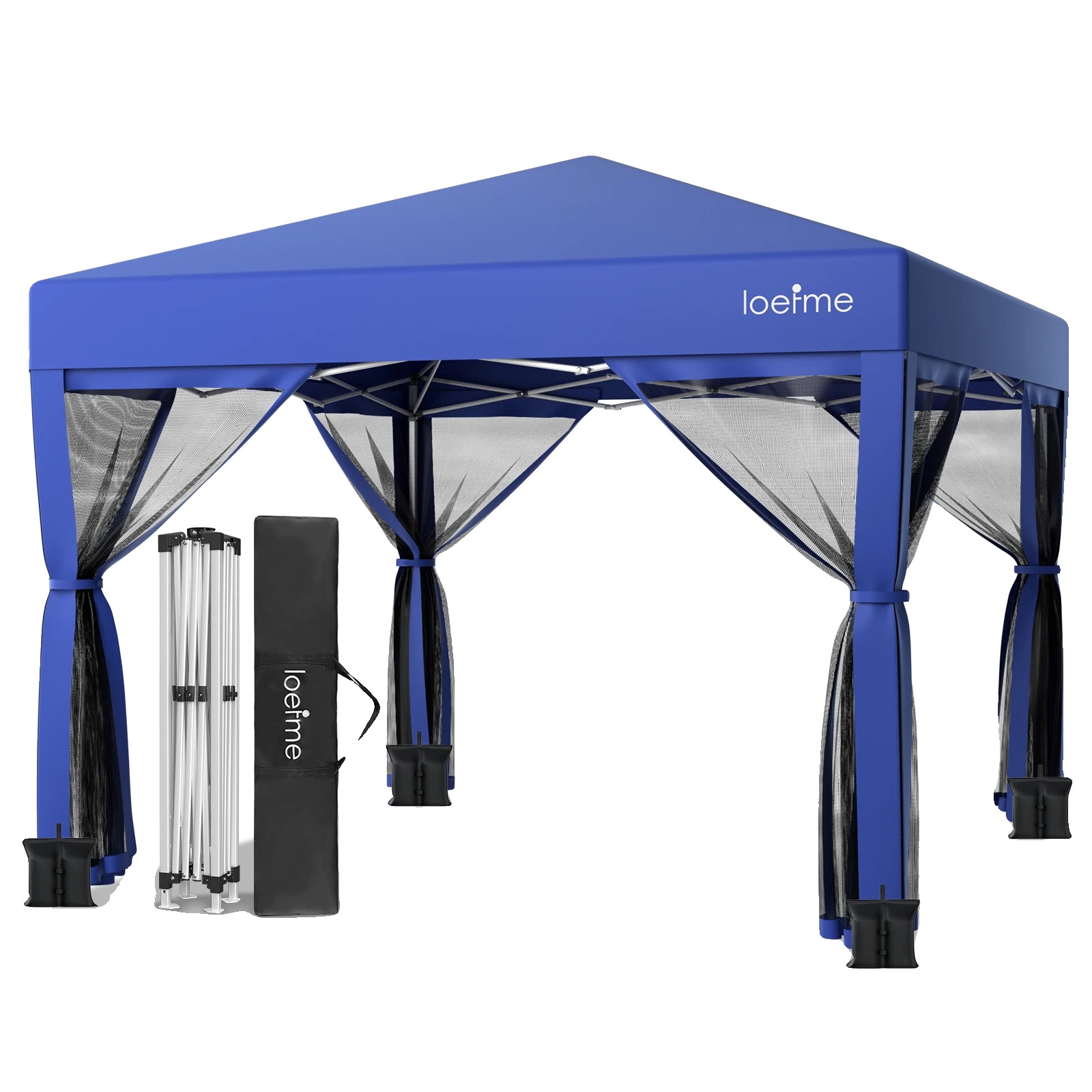 Gazebo, Pop-up-design, Netz-seitenwände, Blau Mit 4 Wänden, 3m X 3m