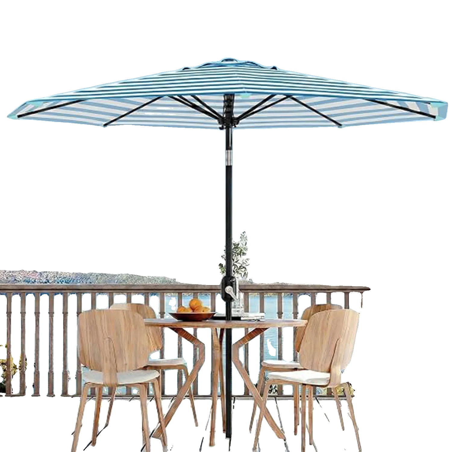 Sonnenschirm, 2,7 M Durchmesser, Wasserabweisendes Polyester, Manueller Kurbelgriff, Neigefunktion, Gartenmöbel