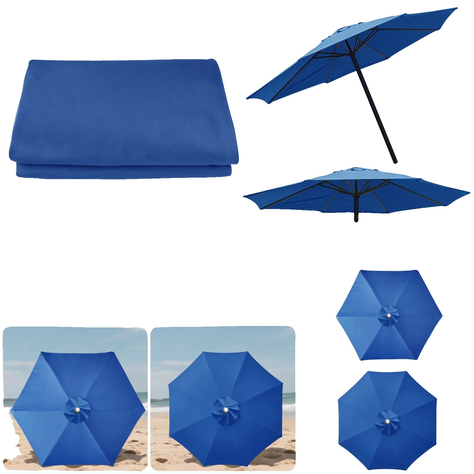 Sonnenschirm Ersatzbezug, Oxford Polyester, Windventil-design, Königsblau-a, 2.7m Für 8rippen