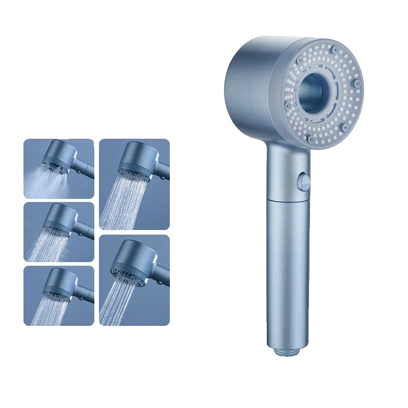 Duschkopf, Druckwasserfluss, 5 Sprühmodi, Blaue Dusche