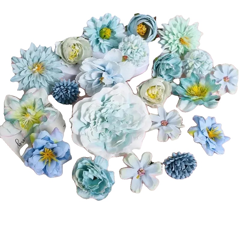 Künstliche Blumen, Seidenrosen, Innendekoration, 21 Stück Blau