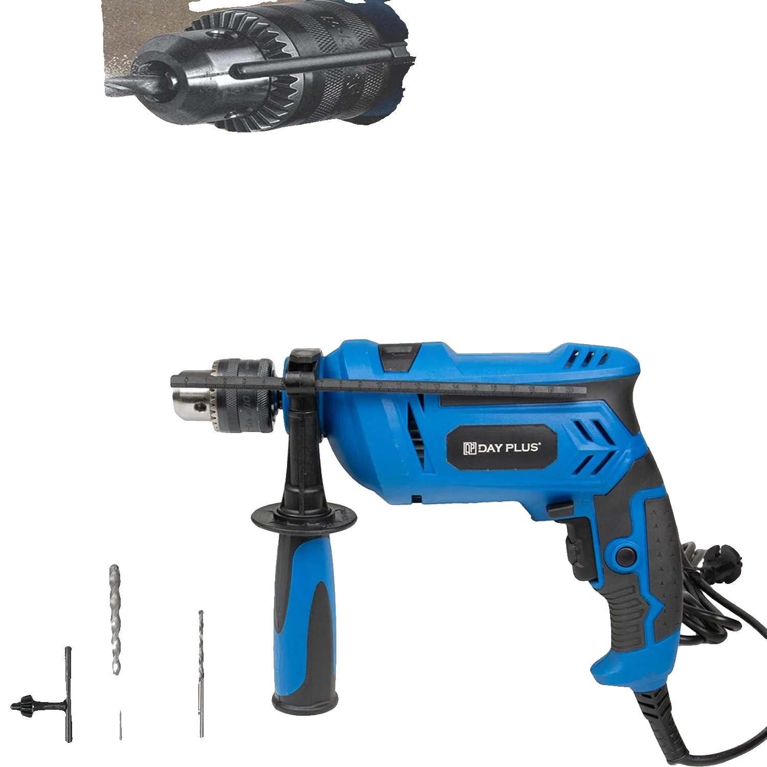 Schlagbohrmaschine, 650 Watt, Variable Geschwindigkeitsregelung, 30 X 25 X 10 Cm, Kompatibel Mit Beton Und Holz, 360° Drehbarer Griff