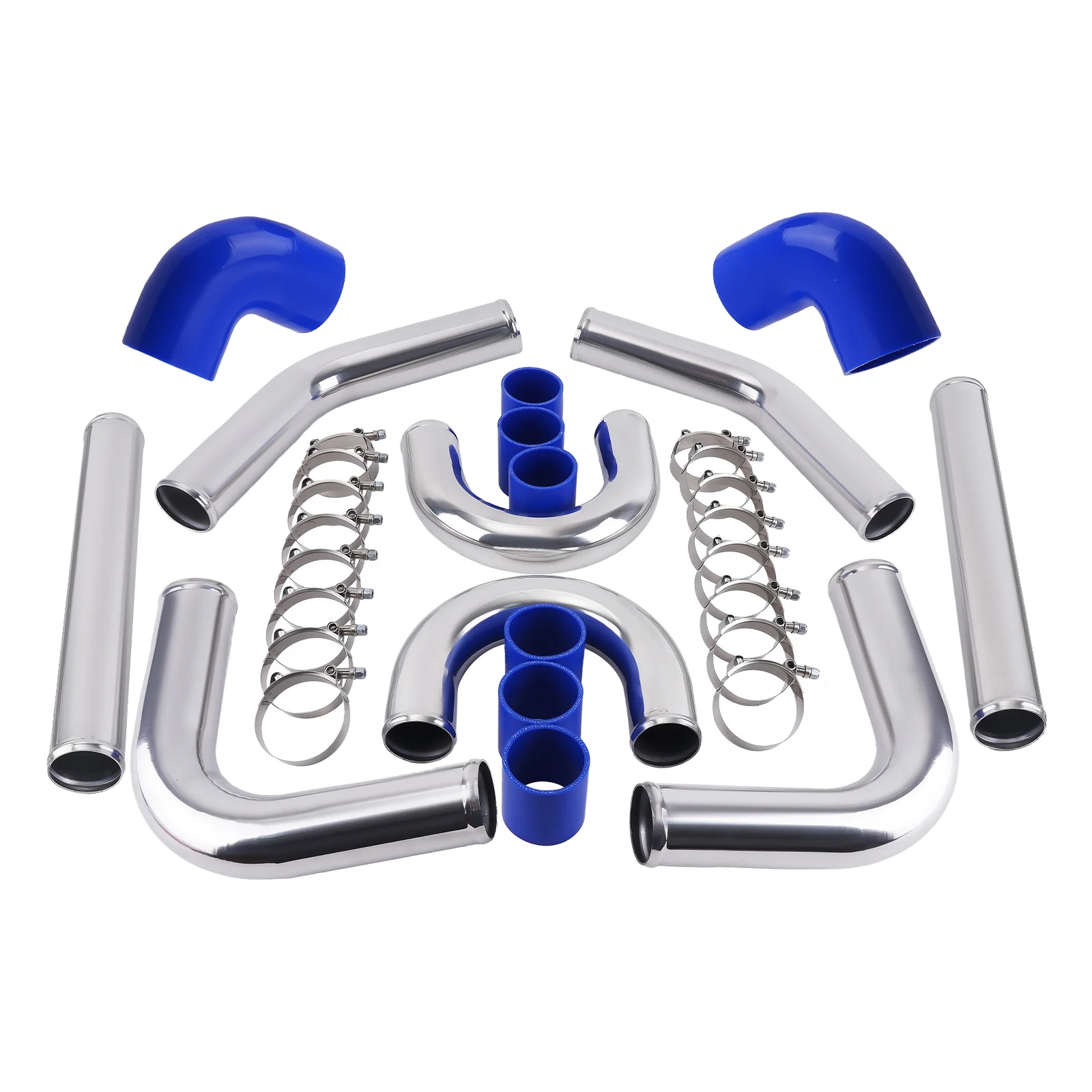 Intercooler Rohr Kit, 2,5" Durchmesser, 8 Silikonschläuche, 6061 Aluminium, 51 Cm Länge, Universelle Passform