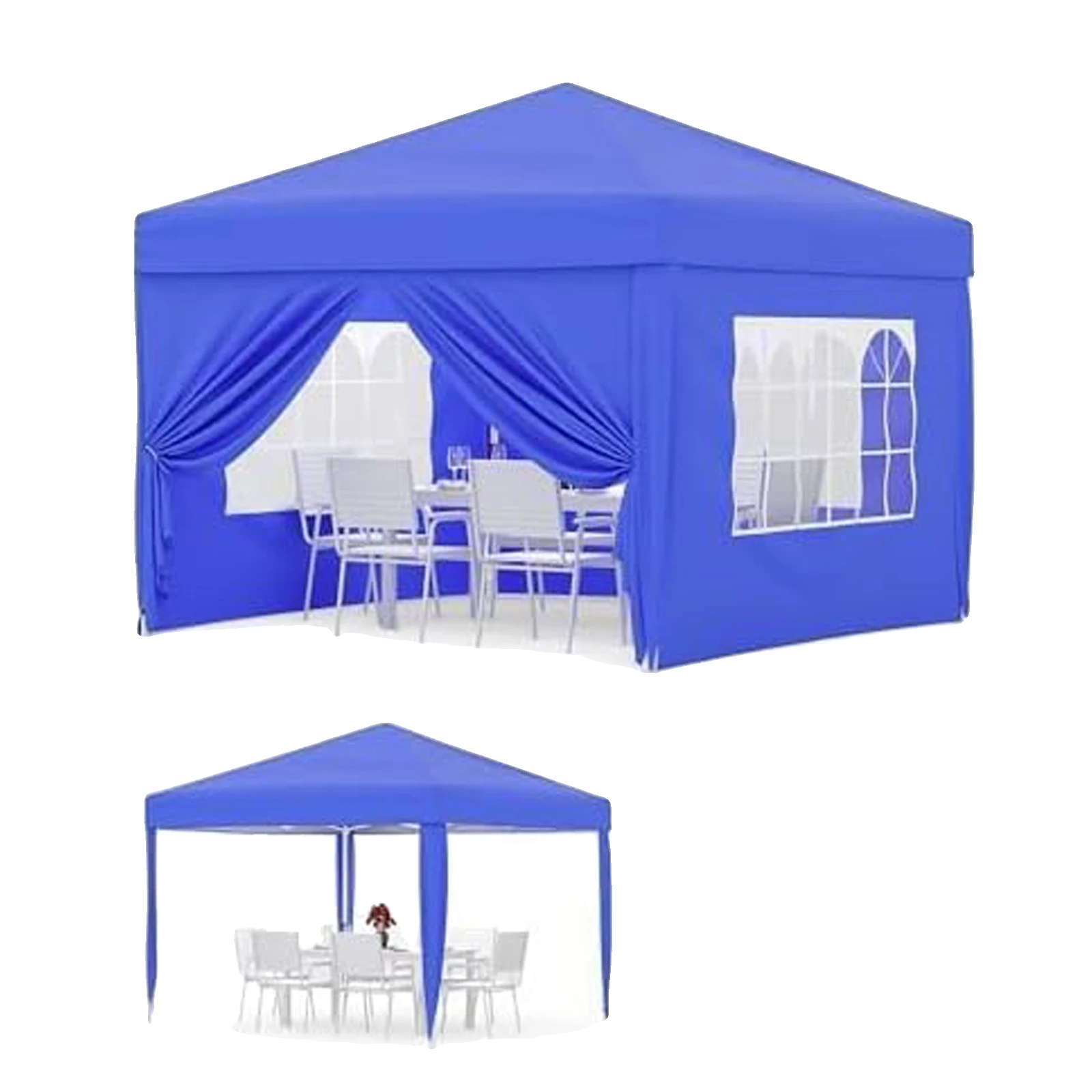 Pavillon, Wasserdichte Überdachung, Höhenverstellbar, Blau