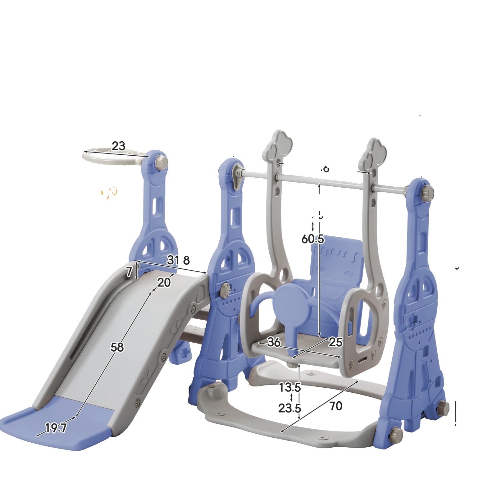Innen- Und Außenspielplatz, 4-in-1 Aktivitätszentrum, Verstellbare Funktionen, Blau
