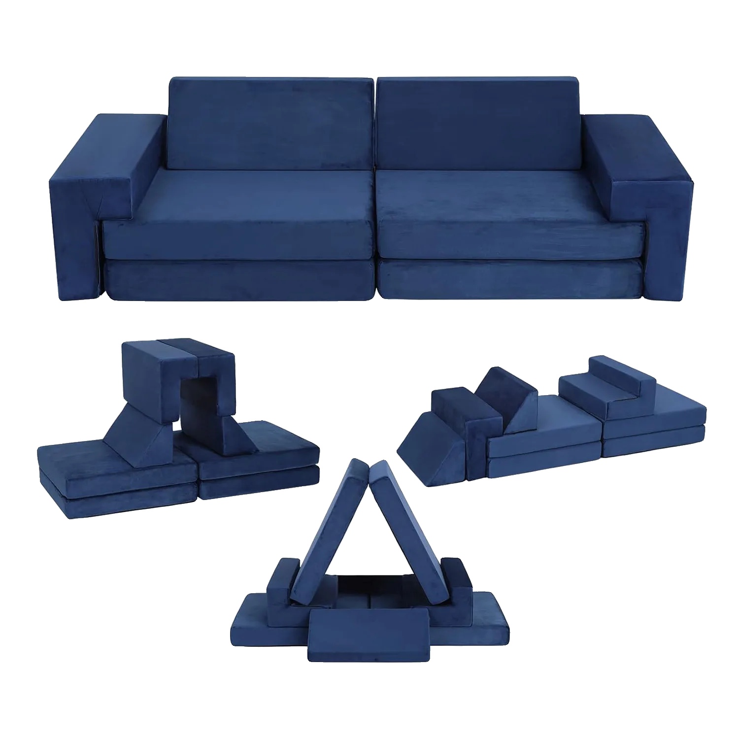 Modulare Kinder-spielcouch, Weicher Schaum, Vielseitige Konfigurationen, Blau