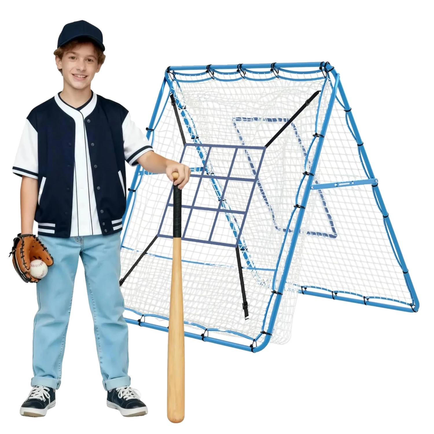 Rebounder-netz, Verstellbare Winkel, Multisport-training, Blau