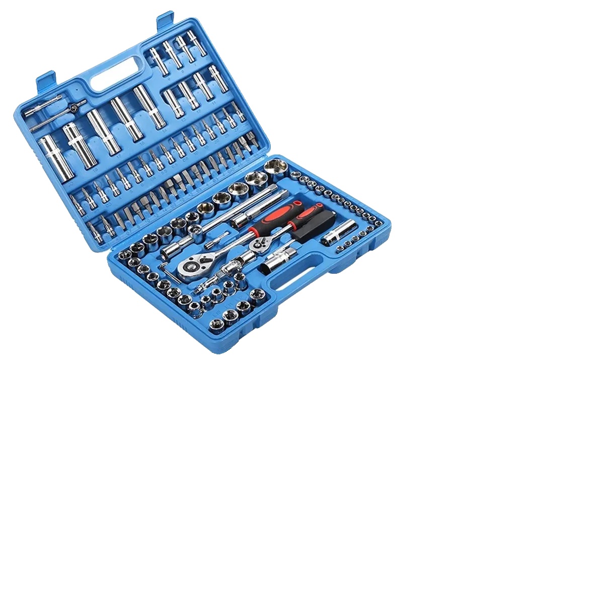 Ratschenschlüssel-satz, 108 Teile, Edelstahl, Aufbewahrungsbox Maße 38x27,5x8 Cm, Schraubendreher-bits Enthalten 18, Steckschlüsselgrößen 6mm Bis 22mm