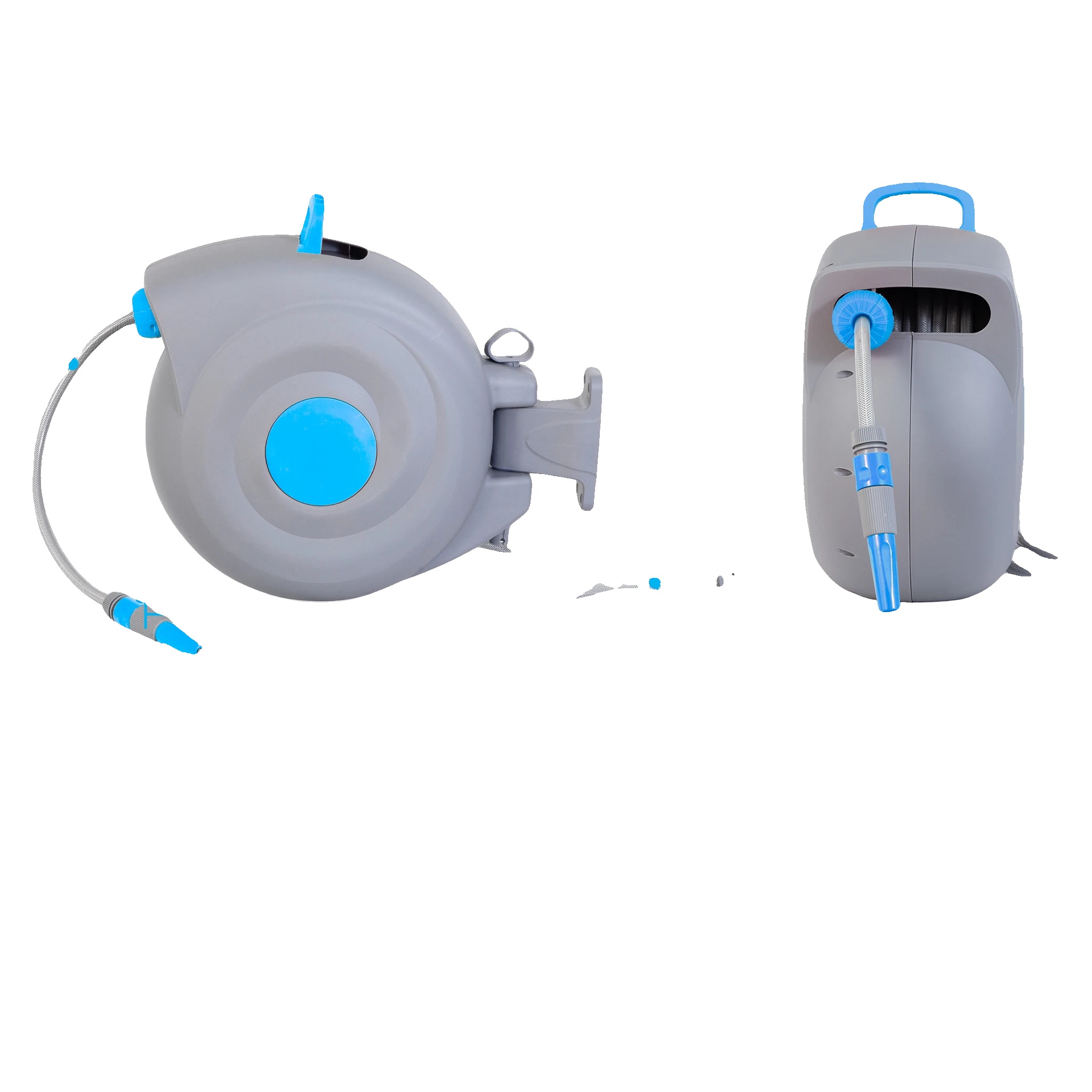 Schlauchaufroller, Automatischer Rücklauf, Wandmontiertes Design, Blau