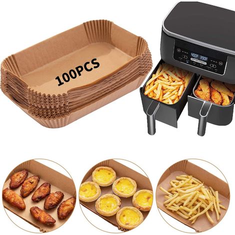 100 Blatt Backpapier Für Heißluftfritteusen (23 X 15 Cm) – Kompatibel Mit Den Modellen Ninja Dz201 Und Foodi Dual – Zubehör Aus Natürlichem Backpapier