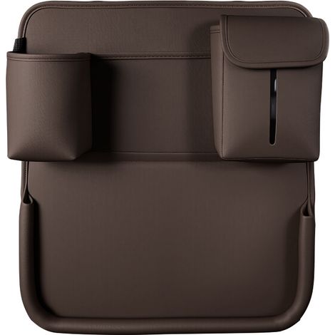 Aufbewahrungstasche Für Autositze, Multifunktionales Klapptablett, Becherhalter, Taschentuchhalter, Integriertes Handyfach, 41 X 8 X 46 Cm – Braun