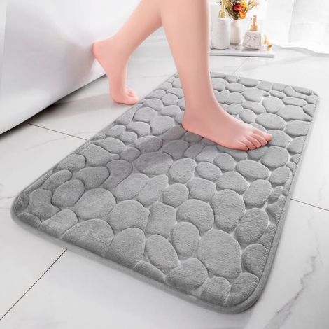 Badematte Aus Memory-schaum — Saugfähige Duschmatte — Badematte — Dekorative Fußmatte — Rutschfest — Geeignet Für Bad Und Wohnzimmer — 40 X 60 Cm — Hellgrau