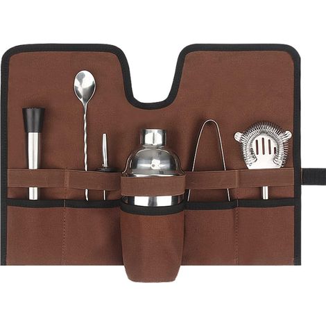 Barkeeper-set – Professionelles Barkeeper-set – Tragbares Cocktailzubehör – Braun