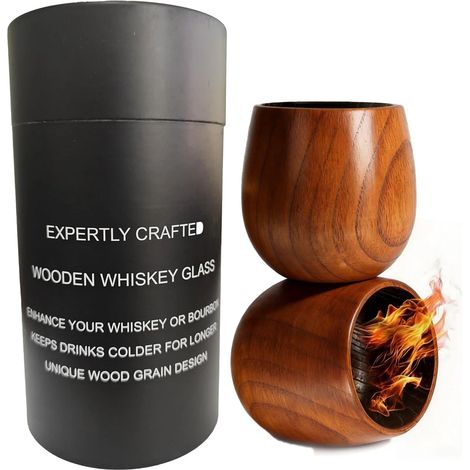Bourbongläser Aus Gebranntem Holz, Whiskygläser, Geschenke Für Bourbon-liebhaber – Old Fashioned Holzgläser