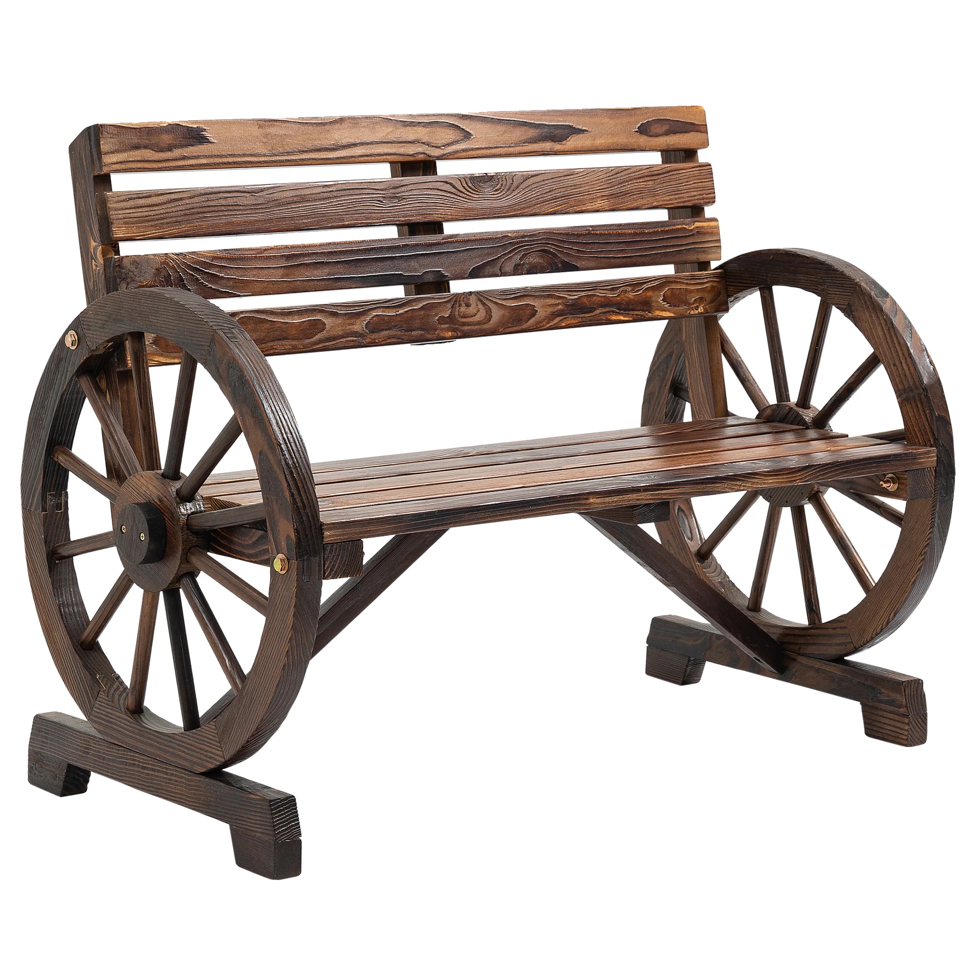 Gartenbank, Massiv-fichtenholz, 105,5 Cm X 56 Cm X 79 Cm, Sitzkapazität: 2, Tragfähigkeit: Bis Zu 240 Kg, Rustikales Landhausdesign