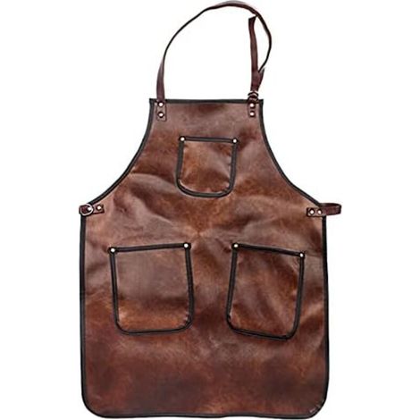 Dreiteilige Kochschürze – Wasserdichtes Leder, Gekreuzte Riemen Und Taschen – Ideal Zum Kochen, Grillen Usw. – 1 Stück