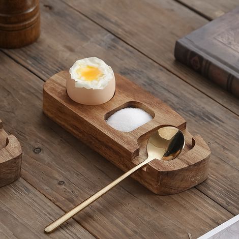 Eierhalter Aus Holz Mit Löffel – Elegant Und Stabil, Ideal Für Frühstück, Brunch, Picknicks Und Den Täglichen Gebrauch.