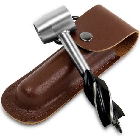 Handbohrmaschine – Handbohrmaschinen-set – Mit Lederetui – Multifunktionales Notfallwerkzeug – Braun – 220 G – Camping – Holzspalten – Outdoor-survival