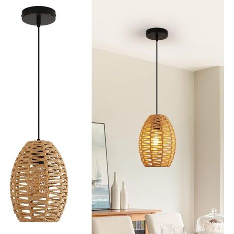 Handgewebte Pendelleuchte – Mit Verstellbarem Kabel, Ideal Für Wohnzimmer, Esszimmer, Küche Oder Schlafzimmer – Braun