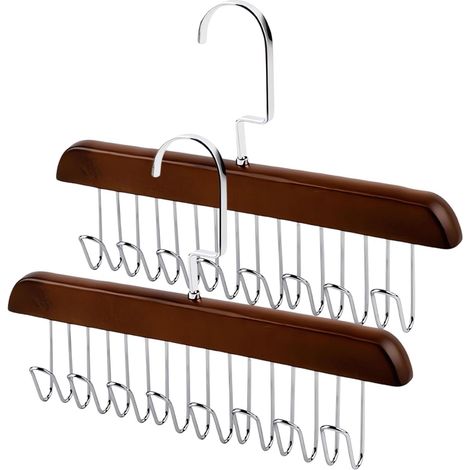 Herren-gürtelhalter – 2er-set Gürtelorganizer Mit 16 Metallhaken, Bh-organizer – Rutschfester Gürtelhalter, Platzsparende Gürtelablage, Braun