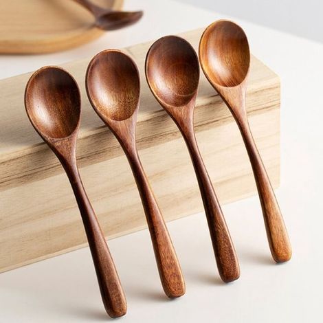 Holzlöffel – 6er-set – Suppenlöffel – Holz – Küchenlöffel – Teelöffel – Kaffeelöffel – Löffel Für Zuhause, Küche, Partys Und Restaurants