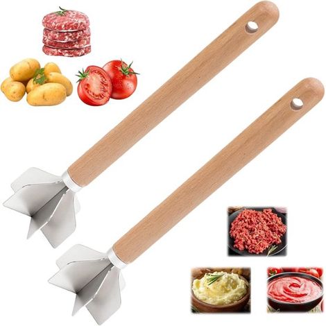 Kartoffelstampfer/fleischwolf – 2er-set – 6 Klingen – Zum Zerkleinern Von Fleisch, Kartoffelpüree Und Babynahrung – Multifunktionaler Küchenwolf – 28 Cm