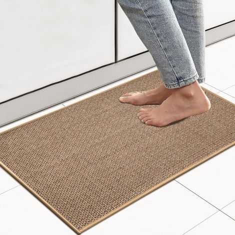 Küchenmatte – 44 X 75 Cm – Rutschfest – Waschbar – Gummierte Rückseite – Teppich – Leicht Zu Reinigen – Schnelltrocknend – Ideal Für Küche, Flur Und Waschküche – Braun