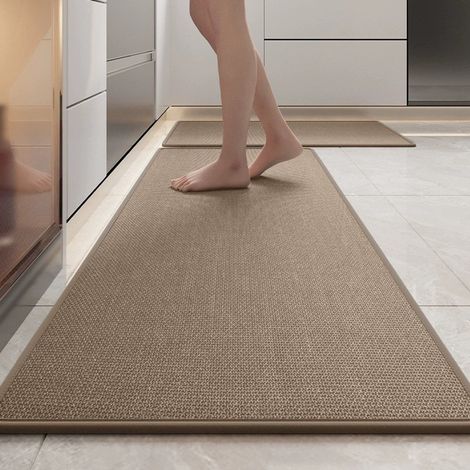 Küchenmatte – 44 X 180 Cm – Rutschfest – Waschbar – Gummierte Rückseite – Teppich – Leicht Zu Reinigen – Schnelltrocknend – Ideal Für Küche, Flur Und Waschküche – Braun