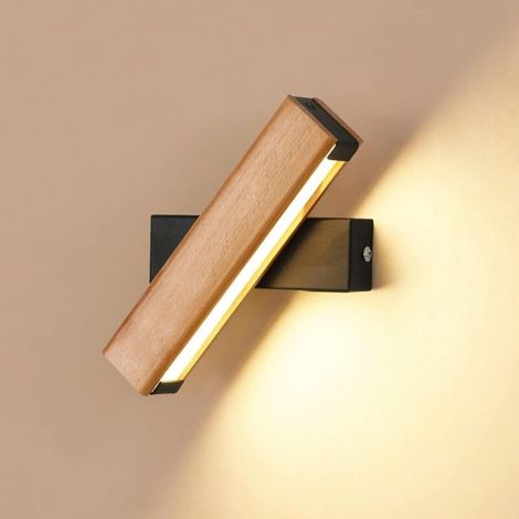 Led-wandleuchte, 4 W, 400 Lm, Holzoptik, 360° Drehbar, 3000 K Warmweißes Licht, Geeignet Für Schlafzimmer, Wohnzimmer, Büro Und Flur.