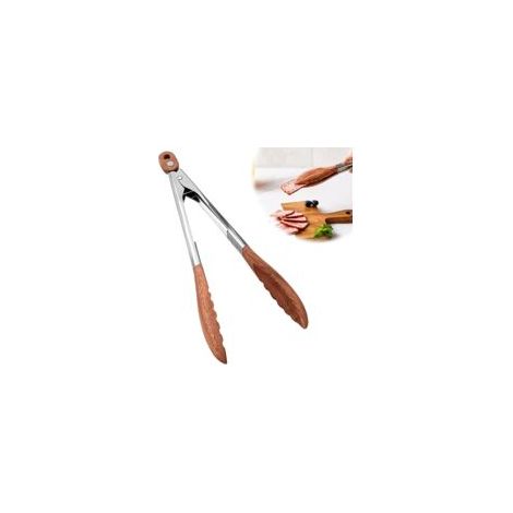 Küchenzange Mit Hochwertigen Holzspitzen, Aus Holz Und Edelstahl, Ideal Zum Grillen, Für Salate, Toaster, Brot Und Gurken, Aus Natürlichem Walnussholz