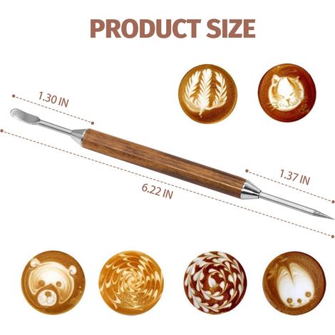 Latte-art-stift, Edelstahlstift Mit Holzgriff, Ideal Für Die Zubereitung Von Latte Macchiato, Cappuccino, Macchiato Und Espresso.