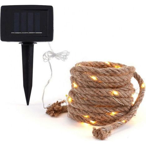 Lichterkette Für Den Außenbereich – 5 M Lange Hanf-lichterkette Mit 8 Lichtern – Attraktive Dekorative Solar-gartenbeleuchtung Für Weihnachten, Hochzeiten Und Pools