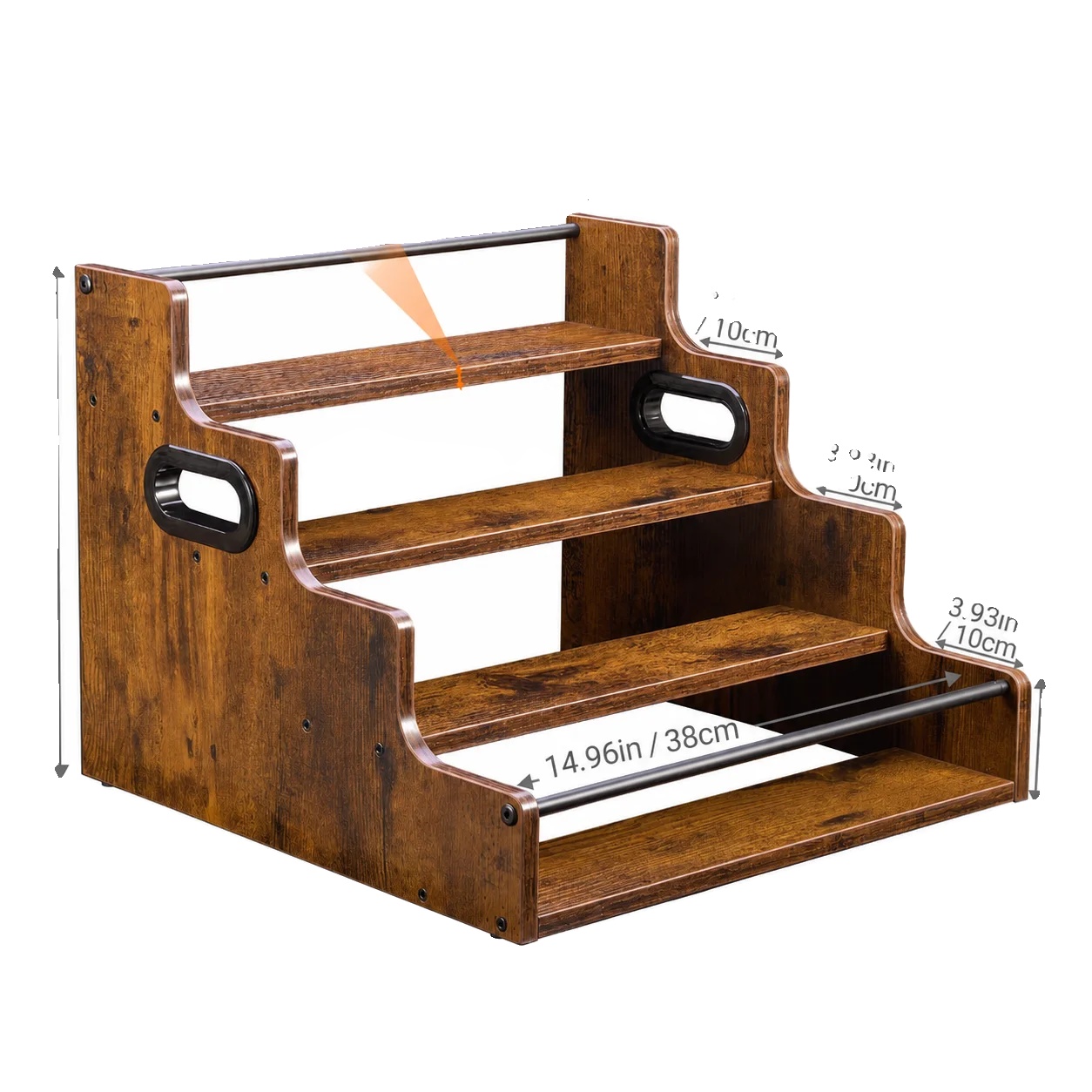 Präsentationsregal, Rustikales Design, Mehrstufige Aufbewahrung, Braun, 4-stufig