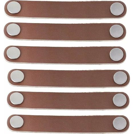 Möbelgriff, Ledermöbelgriff, 6 Stück, 128 Mm, Moderner Türgriff Aus Leder, Schubladengriff Aus Echtem Leder Und Aluminiumlegierung (braun), Von Debuns