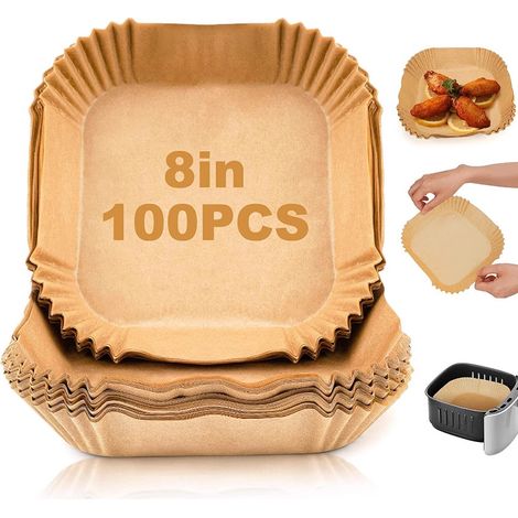 Packung Mit 100 Einweg-backpapierbögen Für Heißluftfritteusen – 20 Cm Quadratische Backpapierbögen – Antihaft-zubehör