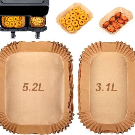 Packung Mit 100 Backpapierblättern — Kompatibel Mit Fn101gy/sg/st — Backpapier Geeignet Für Heißluftfritteusen (50 Blatt Für 5,2 L + 50 Blatt Für 3,1 L)
