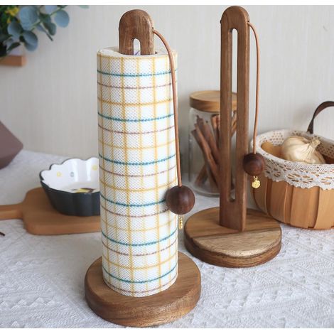 Papierhandtuchrollenhalter Aus Holz, Freistehender Küchenorganizer Im Landhausstil, Kompatibel Mit Den Meisten Papierrollen