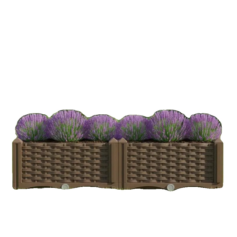 Erhöhter Pflanzer, Langlebiges Polypropylen, Eleganter Rattan-look, 80 X 40 X 23 Cm