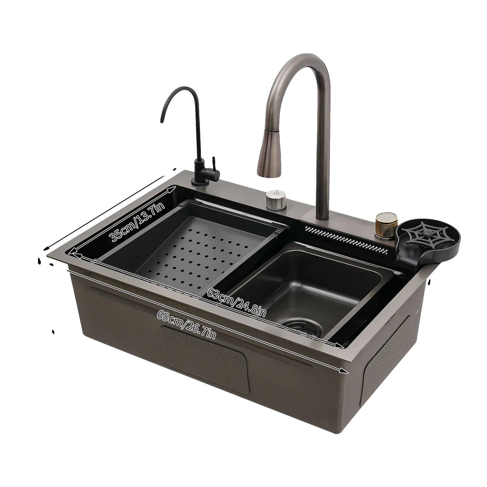 Küchenspüle, Einzelbecken-design, Einschließlich Ausziehbarem Wasserhahn, 68cm