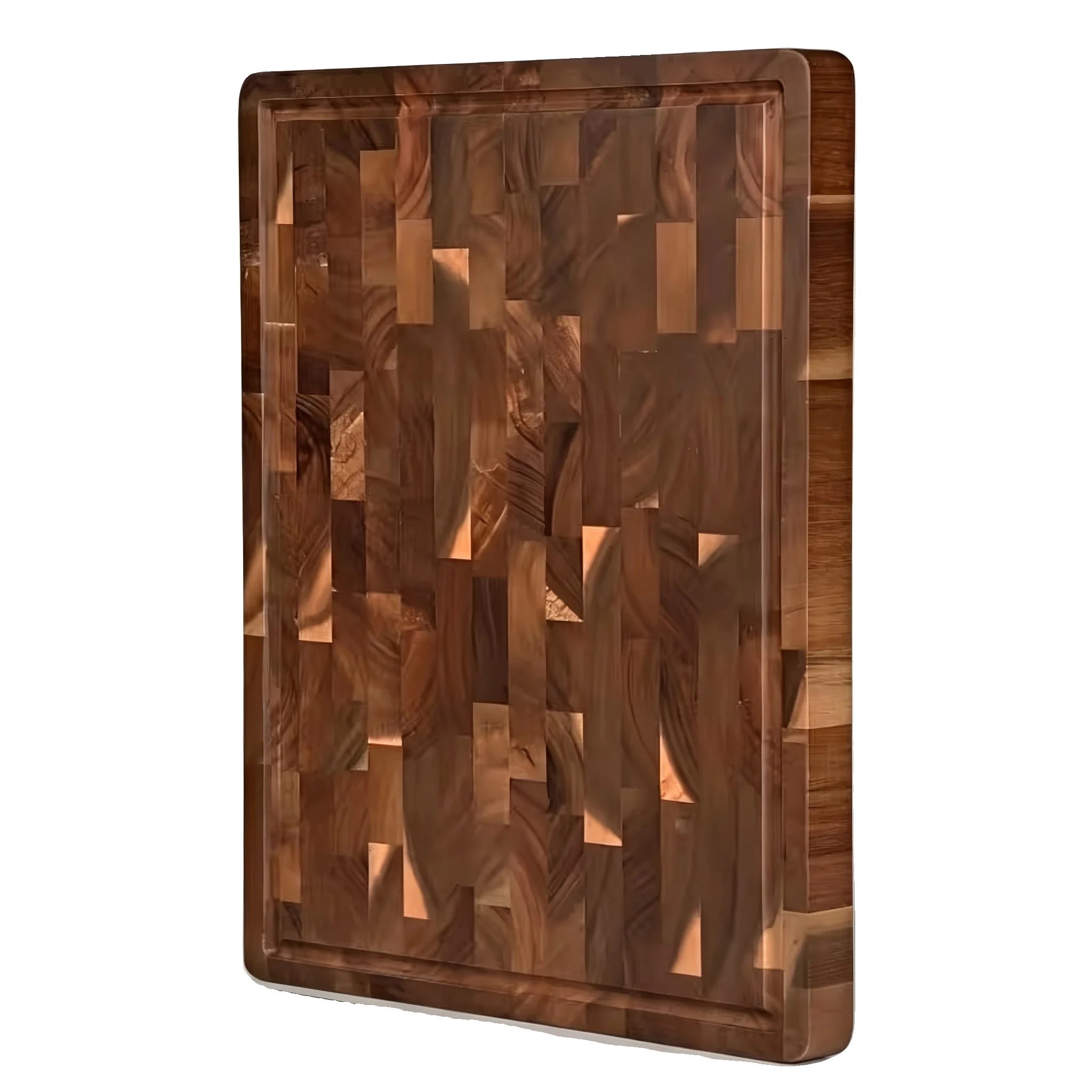 Schneidebrett, Premium End-grain Holz, Wendbares Design, Sink35x24x2.5cm