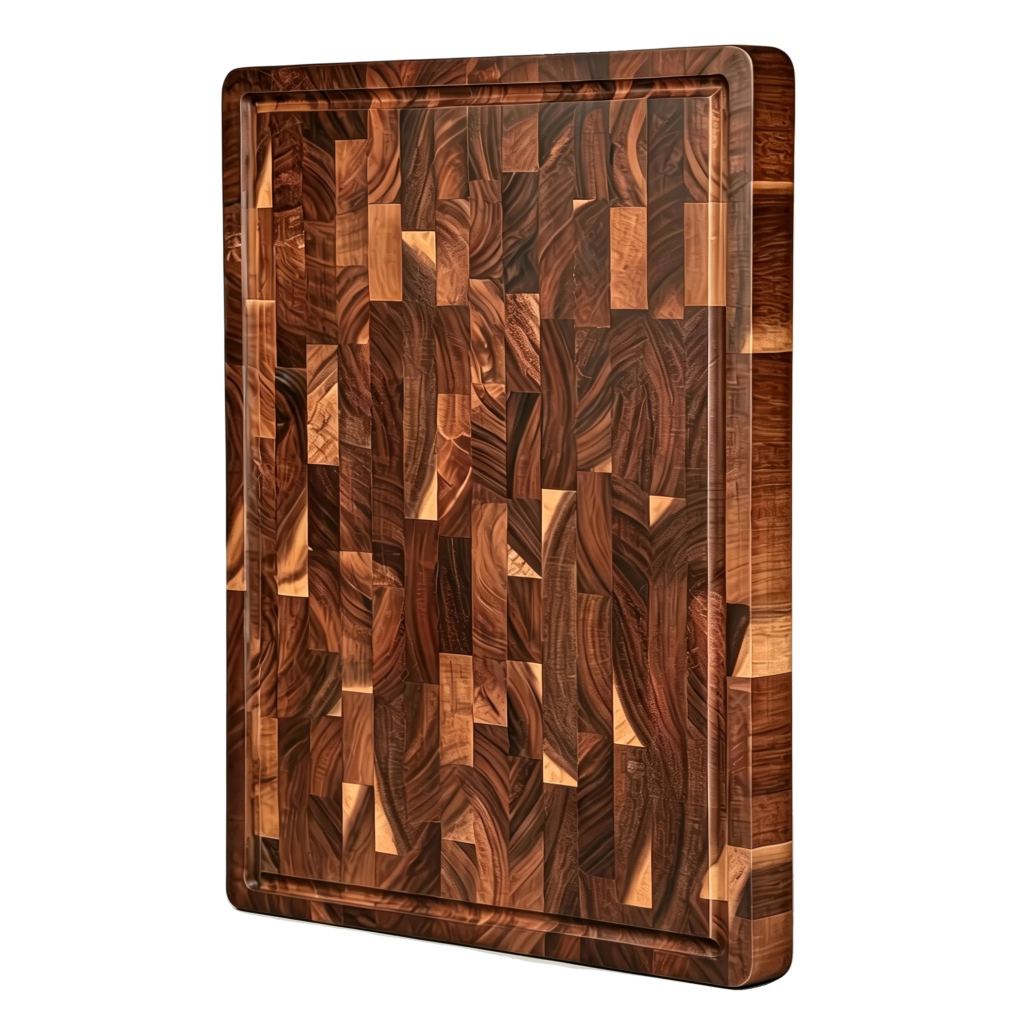 Schneidebrett, Premium End-grain Holz, Wendbares Design, Sink42x30x2.5cm