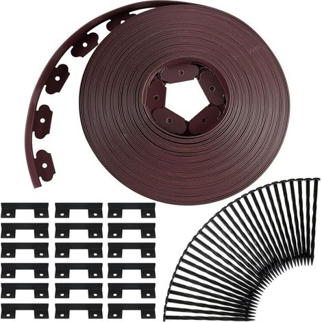 Rosvola 40 Meter Lange Kunststoff-garteneinfassung Mit 120 Befestigungspfählen, Flexible Raseneinfassung Mit Stabilen Pfählen, Gartenidee