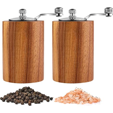 Salz- Und Pfeffermühlen-set Aus Holz – Holzmühlen Mit Verstellbarem Keramikkern – Klassische, Nachfüllbare Manuelle Salz- Und Pfeffermühlen Mit Zahnradantrieb – Für Die