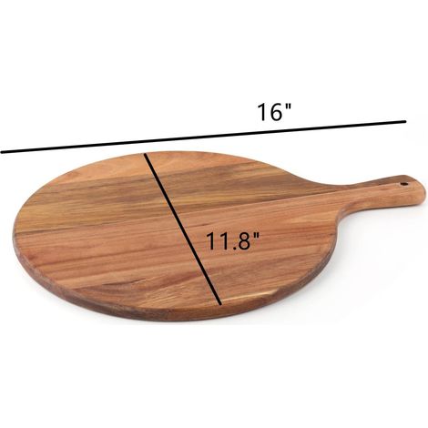 Schneidebrett Aus Akazienholz, Rundes Pizzabrett (30 Cm Durchmesser) Mit Griff, Schneidebrett, Käsebrett, Pizzaschieber, Obstbrett, Backblech Für Brot, Gemüse, Lagerfeuer