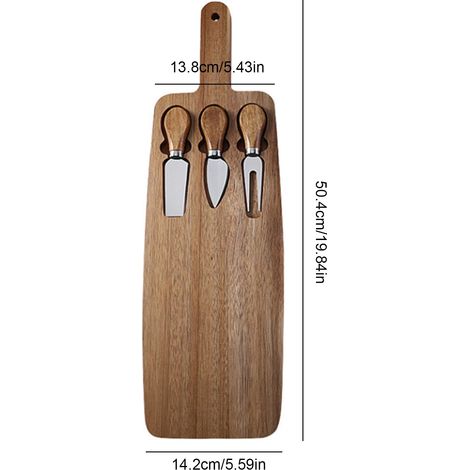 Schneidebrett Aus Holz, Käsebrett, Käsebesteck Und Servierplatte Zum Kochen, Für Einweihungsfeiern, Hochzeiten, Partys Oder Für Eine Elegante Präsentation Bei