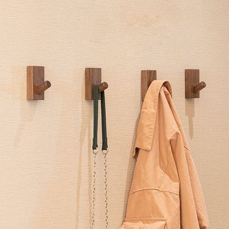 Set Mit 4 Selbstklebenden Wandhaken Für Hutablagen, Garderobenhaken, Holzwandhaken, Einzelne Dekorative Haken Zur Aufbewahrung Von Hüten Und Handtüchern, Stabile Haken (rechteckig, Set)
