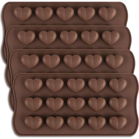 Silikon-pralinenformen (4 Stück) – Herzförmige Schokoladenform Mit 15 Mulden – Antihaft-silikonform – Herzform Für Den Valentinstag