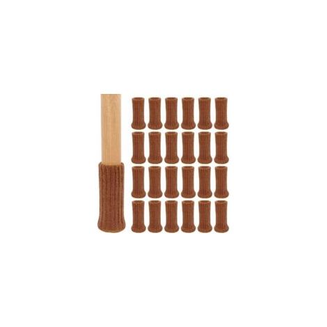 Stuhlbeinschoner, 24er-packung, Gestrickte Elastische Möbelsocken, Bodenschoner Für Stuhlbeine, Durchmesser 2,5 Bis 5 Cm, Braun