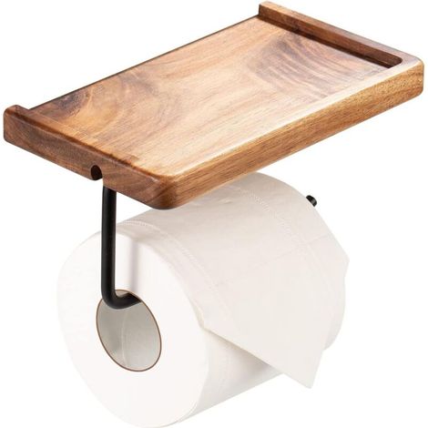 Toilettenpapierhalter Aus Bambus, Wandmontage Mit Geräumiger Ablage, Toilettenpapierhalter Für Küche Und Badezimmer