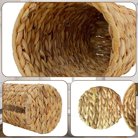 Toilettenpapierhalter Mit Deckel – 3 Ersatzrollen Toilettenpapier – Weidenkorb Aus Wasserhyazinthe Fürs Badezimmer